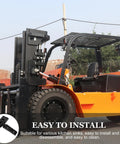 Beefed Up Heavy Duty Forklift Engine Cover Hinge Kit with Mounting shown with forklift on industrial site
