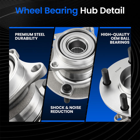 Rear Wheel Bearing And Hub Assembly For Mazda CX9 2007 2008 2009 2010 2011 2012 2013 2014 2015 5 Lug 2 Piece Set AWD Direct Fit For 3.5L V6 And 3.7L V6 OE Replacement 0516413 512449 HA590056 L2142615X with steel durability.