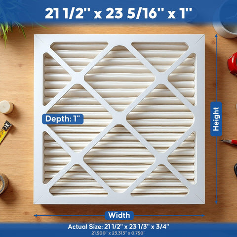 MERV 11 Pleated Air Filter For 1 Inch HVAC Slots, 21.5 x 23.3125 x 0.75 Inches, Universal Fit With Carrier Bryant Trane Lennox Goodman York Rheem And More, 4 Pack, Replaces Filtrete MPR 1200 And Honeywell FPR 7