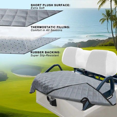 Plush Golf Cart Seat Covers With Thickened Plush Seat Towel Blanket And Non Slip Backing on 2-seat cart