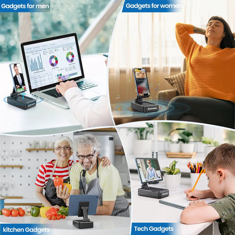 Two In One Bluetooth Speaker Phone Stand For Desk Foldable Adjustable Anti Slip Base With HD Stereo Sound Hands Free Viewing