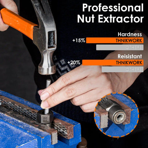35 Piece Bolt Extractor Set With 1/4 And 3/8 Inch Drives For Damaged Rusted Stripped And Rounded Off Bolts And Nuts in use