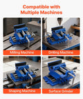 Cross Slide Drill Press Vise 4 Inch Jaw, 2 Axis X Y Bench Vise shown with different machines for woodworking and CNC milling