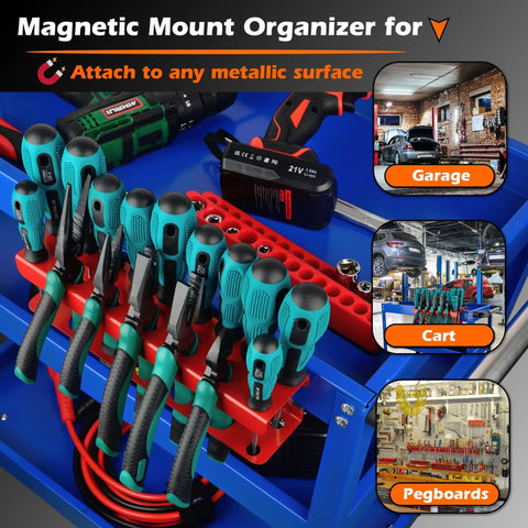 Magnetic Screwdriver Holder And Heavy Duty Tool Organizer Rack For Garage Wall Mount Keeps Your Screwdrivers, Pliers, And Shears Neat