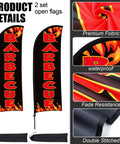 Two Pack Barbecue Feather Flag Kit With Ten Flag Poles Two Ground Stakes And Two Portable Bags For Outdoor Restaurant Advertising