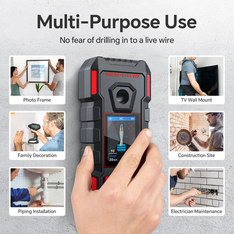 Rechargeable Stud Finder And Wall Scanner That Works Like A Charm For Spotting Wood Joists Live Ac Wires And Metal Pipes With Pinpoint Edge Center Detection For Zero Stress Home Projects And Effortless Weekend Fixes
