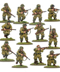 US Airborne D Day Platoon 28mm Miniatures For Bolt Action War Gaming Kit With 30 Plastic Infantry In M42 Jump Uniforms