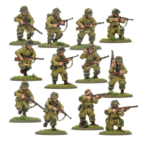 US Airborne D Day Platoon 28mm Miniatures For Bolt Action War Gaming Kit With 30 Plastic Infantry In M42 Jump Uniforms