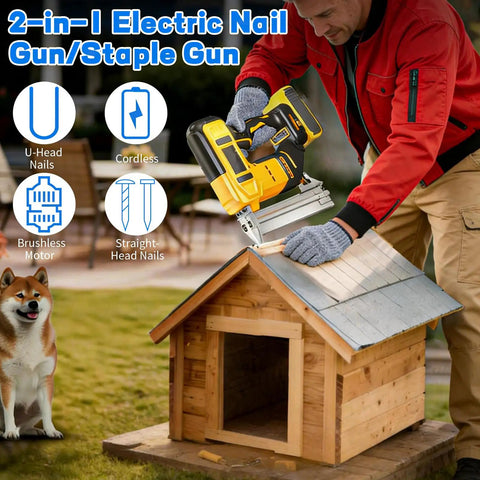 Heavy Duty 18 Gauge Cordless Brad Nailer Staple Gun Combo Smooth Firing 2 In 1 Battery Powered Electric Nailing Tool For Woodworking Trim Cabinetry And Frame Crafts With Zero Hassle Setup No Battery Required Top Shelf Performance