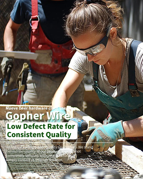 Person using tools with Half Inch Hardware Cloth Mesh Roll 48x100 Feet 19 Gauge for garden fencing and critter control.