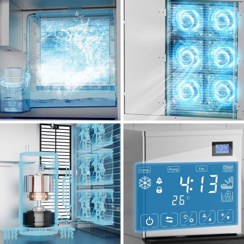 Commercial Ice Maker Machine For Restaurants And Bars Big Industrial Freestanding Stainless Steel Ice Machine internal components