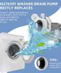 Washer Drain Pump Replacement 120V 60Hz 114W No Nonsense High Performance Drain Pump For Front Load Washers Fits Common Style Units With Efficient Water Removal And Quiet Operation Easy Install. White plastic washer drain pump for front-load washer, 120V replacement.