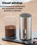 Portable Manual Coffee Grinder With Ceramic Burr, Adjustable Settings And Detachable Hand Crank For Travel, Camping, Office Or Home Use, Grind Fresh Espresso Or Pour Over On The Go with visual window to check grind coarseness