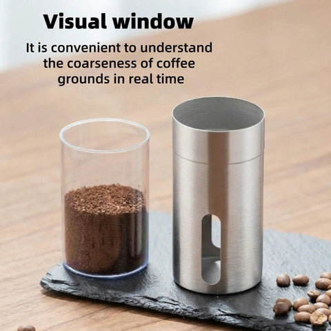 Portable Manual Coffee Grinder With Ceramic Burr, Adjustable Settings And Detachable Hand Crank For Travel, Camping, Office Or Home Use, Grind Fresh Espresso Or Pour Over On The Go with visual window to check grind coarseness