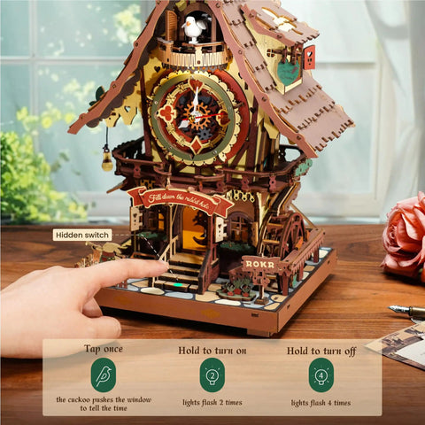 3D Wooden Puzzle Cuckoo Clock Model Kit With Real Function For Adults And Teens, DIY wall clock with interactive features