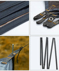 Must Have All Weather 12x14 Foot Waterproof Camping Tarp With Two Poles fabric, grommets, corner setup, and poles detail