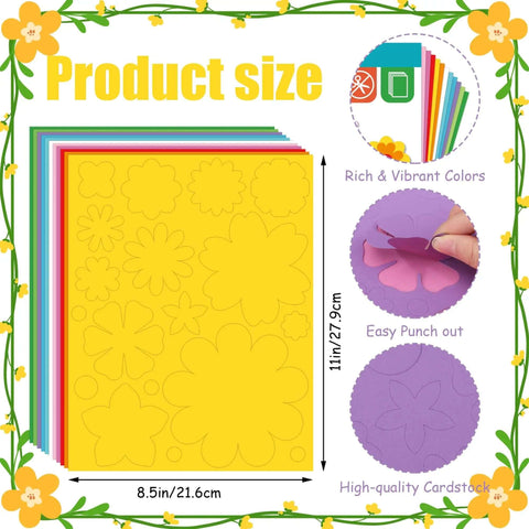 482 Piece DIY Flower Cutouts Set With Colorful 2 Sided Cardstock Flowers Die Cuts And Glue Points For Kids Spring Crafts