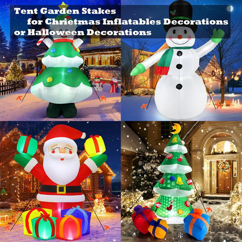 8 Inch Heavy Duty Screw In Tent Stakes 12 Pack with Hex Socket for securing Christmas inflatables in snow-covered yard