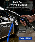 Premium Heavy Duty Coolant Flush Gun Radiator Cleaning Kit Fits 0.75 To 1.57 Inch Hoses showing nozzle and air inlet design.