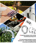 WSWECCL hose clamp kit with 10ft strap and 10 fasteners; 304 stainless worm-drive band clamps for pipes and tubes