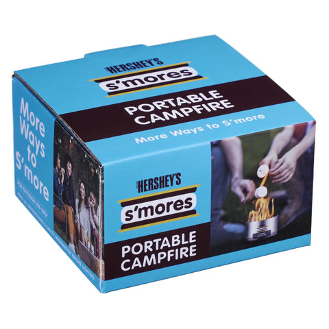 Box for On The Go S'mores Portable Campfire Kit for Easy Outdoor Treats with image of roasting marshmallows.