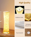 61 Inch RGB Floor Lamp With Remote, Dimmable Color Changing LED Bulbs, White Fabric Shade, mood lighting, foot switch, seamless joint