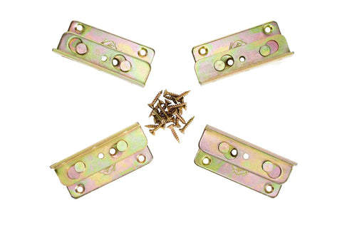 Heavy Duty Bed Rail Brackets Full Set Of 4, Rust Proof No Mortise Frame Connectors for Wood Beds with screws.
