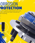 Close-up of wheel bearing and hub assembly with anti-corrosion coated studs for Toyota Tundra and Sequoia 2007 to 2018.