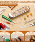 Big Eye Steel Sewing Needles Kit With 42 Pieces, 6 Sizes For Hand Sewing, Includes Seam Ripper, Threader, Scissors, Thimbles, And Storage Box With Threads For Quilting