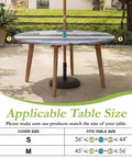Brown Round Outdoor Fitted Tablecloth With Umbrella Hole Waterproof Wipeable Zippered Patio Table Cover on a patio table