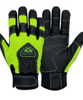 Hi-Vis Chainsaw Gloves With Anti-Vibration Padding And Cut-Resistant Kevlar Leather For Tree Cutting and Logging