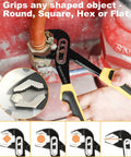 Using 10 inch groove joint pliers from All In One 8 Piece Pliers And Tools Set With Hammer And Pouch gripping a pipe fitting