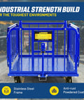 Heavy Duty Goodyear Cargo Trailer With 1200 Lbs Capacity, Aluminum Utility Cart showing stainless steel frame and blue color design.