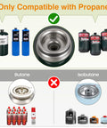 Two Burner Camping Stove With Windshield 20000 BTU Propane Camp Stove Portable Folding Gas Stove Includes Frying Pan Coffee Stand And Carry Bag Green Bundle shows compatibility with propane only