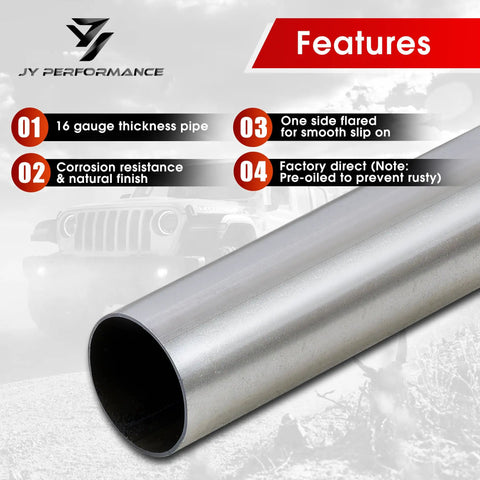 2.5 Inch Universal Mild Steel Exhaust Kit With Mandrel Bends 16 Gauge Piping Built Tough For Real World Street Use close-up pipe