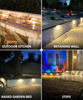 Eight Pack 6.8 Inch LED Hardscape Lights Low Voltage Waterproof Retaining Wall Outdoor Step Lighting 2700K 1.5W