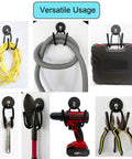 Magnetic Power Drill Tool Organizer Holder With Heavy Duty 2 Inch Opening in use with various tools like cords and wrenches.