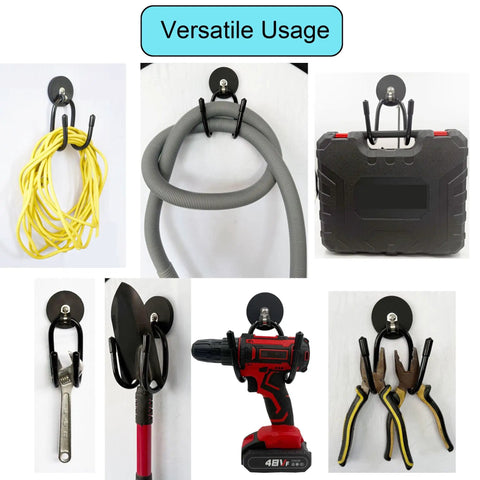 Magnetic Power Drill Tool Organizer Holder And Garage Storage Rack With Heavy Duty Large Magnet Hooks displaying various tools