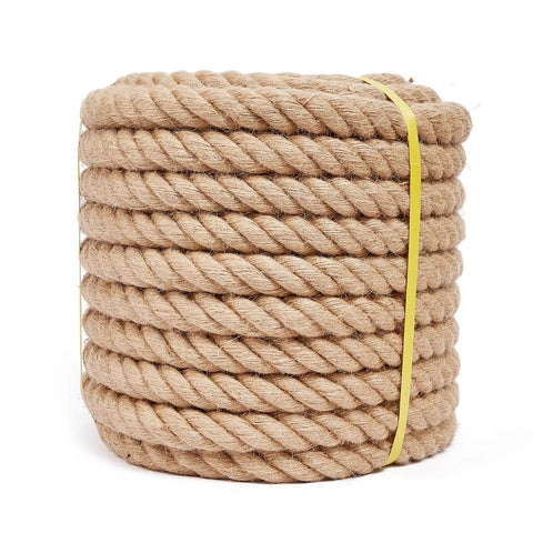 Coiled Go-To Heavy Duty Natural Jute Rope 1 1/2 Inch By 100 Feet For Crafts Gardening Bundling Hammock Nautical Decor Tug Of War Railings