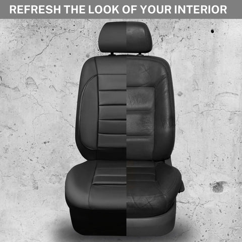 Leather Seat Covers Full Set Universal Water Resistant With 3D Foam Back Support For SUV Sedan Van All Season Dope Comfort And Luxury Airbag Compatible Pure Black showing split design