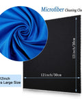 Front view of 12x12 inch extra-large black microfiber cleaning cloth for glasses and screens