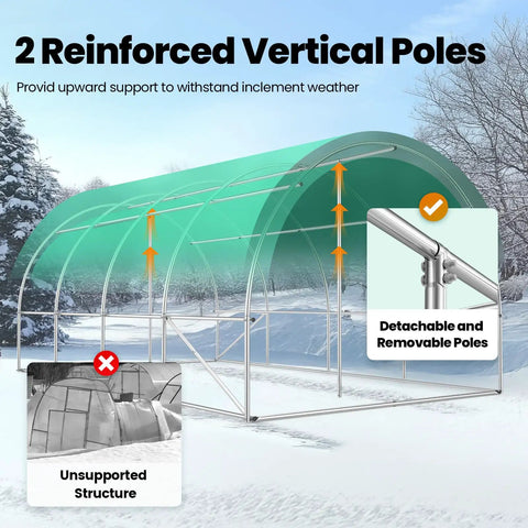 Walk In Greenhouse Tent Outdoor 20 By 10 By 6.6 Feet With Upgraded Galvanized Metal Frame Large Mesh Door And Zippered Screen Windows Winter Plant Tunnel 2 Stiffeners Easy Setup And Sturdy Garden Shelter