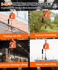 3 In 1 Electric Hoist Winch 2200 Lbs Capacity used for roofing, orchard harvesting, warehouse lifting, and heavy load lifting