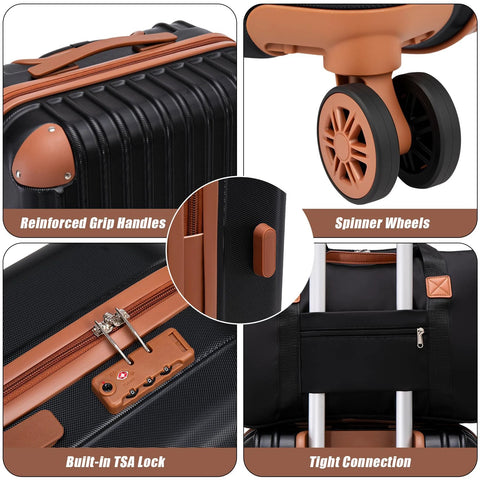 Cosbarn 5-piece ABS hard-shell luggage set with spinner wheels and built-in TSA lock.
