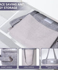 70L Round Collapsible Laundry Hamper With Lid And Easy Carry Handles Freestanding Laundry Basket in light grey, storage drawer view