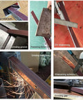 Rock Solid Angle Grinder To Belt Sander Adapter Clamps Securely For Table Mounting shown in various DIY grinding and sharpening tasks.