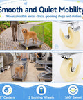 Heavy Duty Dog Crate Dolly With Rollin Wheels And Polished Chrome Casters 42 By 24 Inch Mobile Pet Transport Cart for K9 kennels on smooth path.