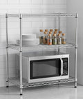 Adjustable Four Tier Wire Shelving Unit With Black Metal Frame And Plastic PP Shelves For Kitchen Pantry Laundry And Utility Storage
