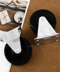 2 Pack 3 Inch Rubber Caster Wheels Heavy Duty Fixed Black Casters With Rigid Non Swivel Top Plate For Furniture And Shelving