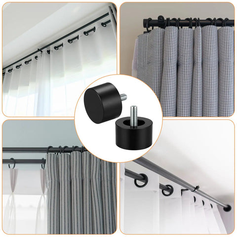Four Pack Black Curtain Rod Finials End Caps For Seven Eighths And One Inch Curtain Rods Fits Quarter Twenty Threaded Ends Built Tough Wear Resistant Decorative Hardware To Dial Up Your Drape Rod on black curtain rods with white curtains